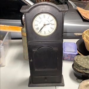 wall clock with key holders and small drawer